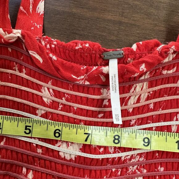 Free People Color My World Jumpsuit Red White Floral Wide Flare Size XS Coastal - Picture 3 of 16